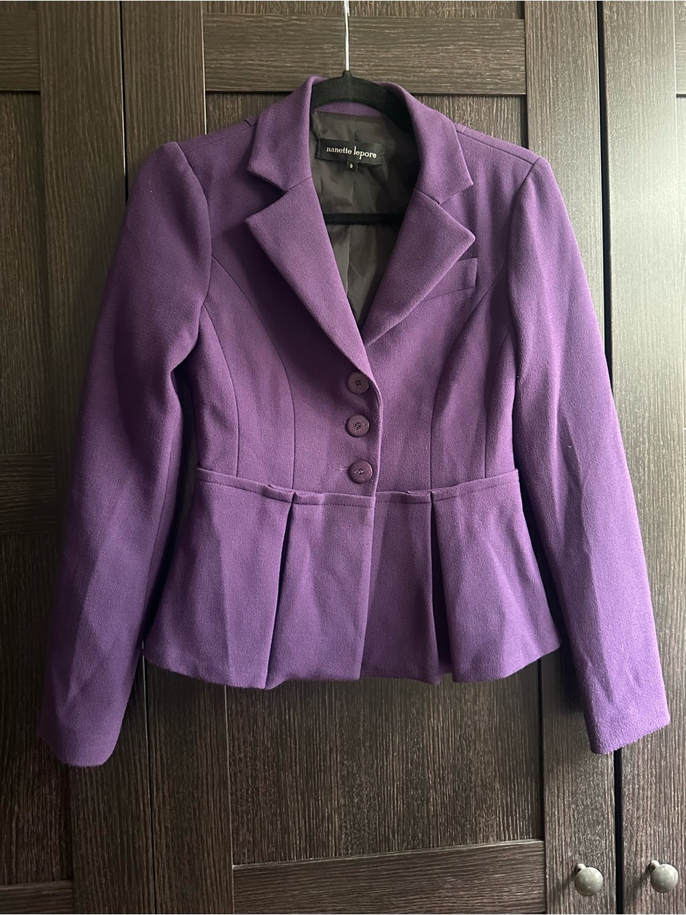 Nanette Leopore Purple Peplum Jacket